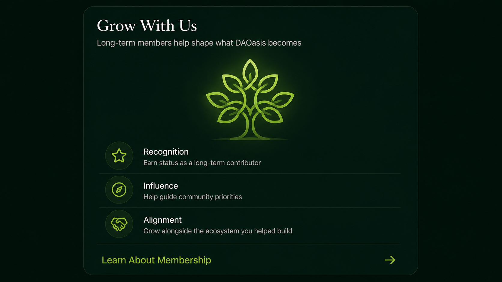 DAOasis $DVT token — long term ownership